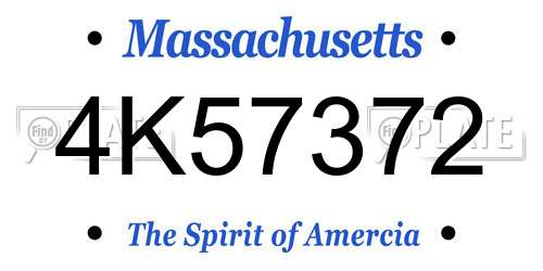 4K57372 Massachusetts License Plate