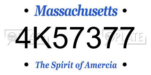 4K57377 Massachusetts License Plate