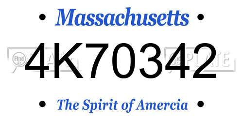 4K70342 Massachusetts License Plate
