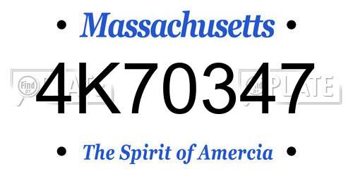 4K70347 Massachusetts License Plate