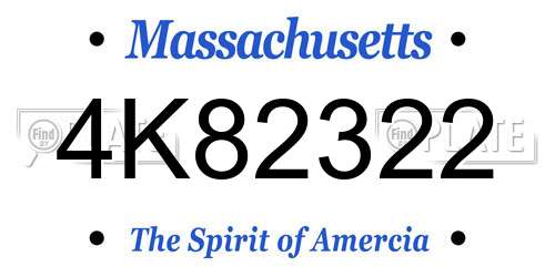 4K82322 Massachusetts License Plate