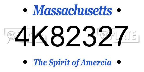 4K82327 Massachusetts License Plate
