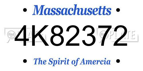 4K82372 Massachusetts License Plate