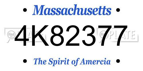 4K82377 Massachusetts License Plate
