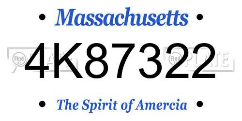 4K87322 Massachusetts License Plate