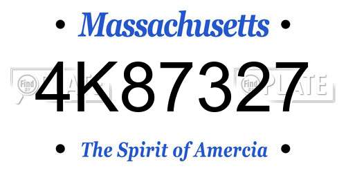 4K87327 Massachusetts License Plate