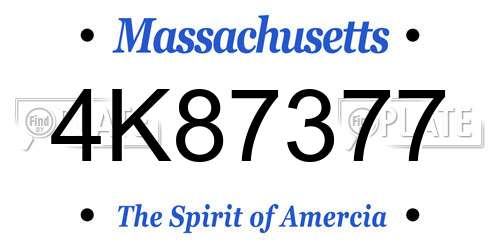 4K87377 Massachusetts License Plate