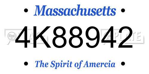 4K88942 Massachusetts License Plate