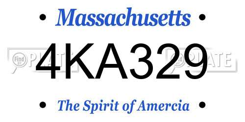 4KA329 Massachusetts License Plate