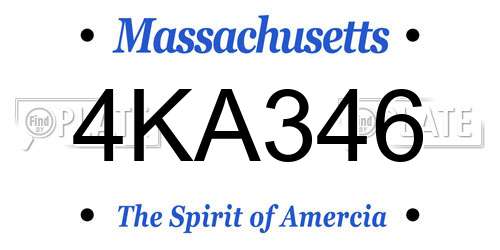 4KA346 Massachusetts License Plate