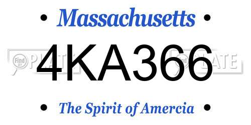 4KA366 Massachusetts License Plate