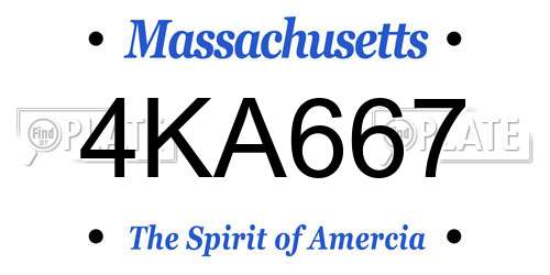 4KA667 Massachusetts License Plate