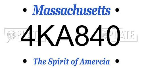 4KA840 Massachusetts License Plate