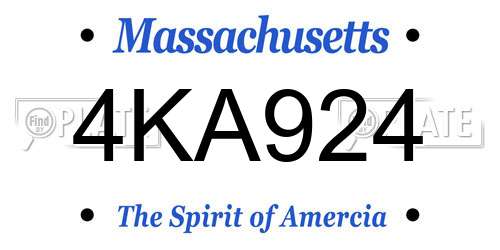4KA924 Massachusetts License Plate