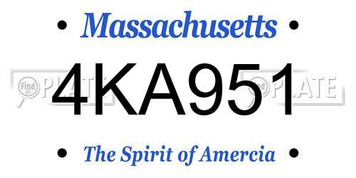 4KA951 Massachusetts License Plate