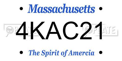4KAC21 Massachusetts License Plate