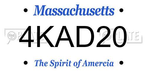 4KAD20 Massachusetts License Plate