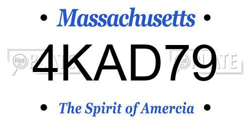 4KAD79 Massachusetts License Plate