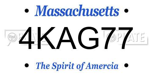 4KAG77 Massachusetts License Plate