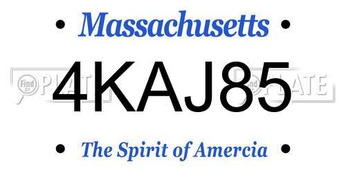 4KAJ85 Massachusetts License Plate