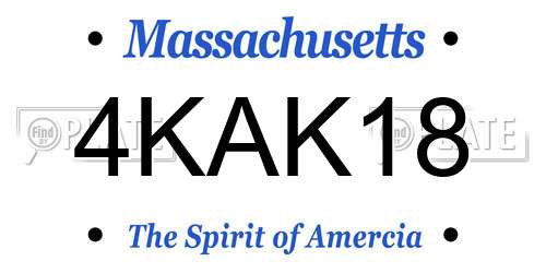 4KAK18 Massachusetts License Plate