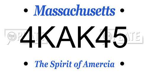 4KAK45 Massachusetts License Plate