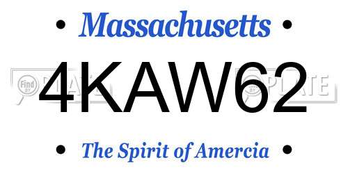 4KAW62 Massachusetts License Plate