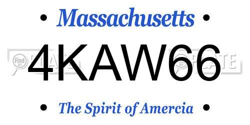 4KAW66 Massachusetts License Plate