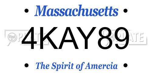 4KAY89 Massachusetts License Plate