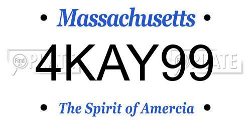 4KAY99 Massachusetts License Plate