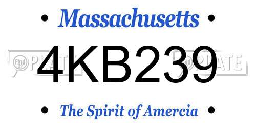 4KB239 Massachusetts License Plate