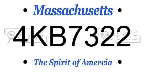 4KB7322 Massachusetts License Plate