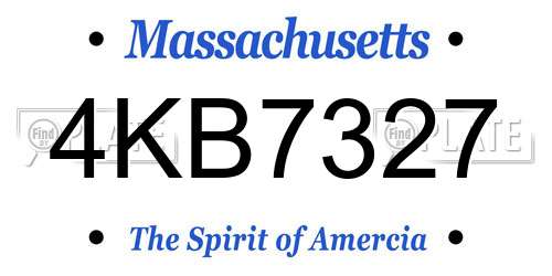 4KB7327 Massachusetts License Plate