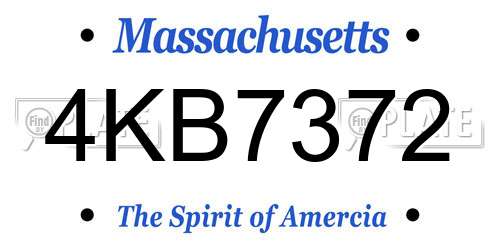 4KB7372 Massachusetts License Plate