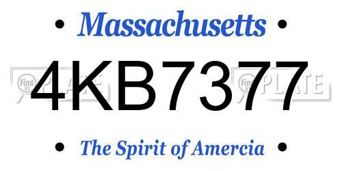 4KB7377 Massachusetts License Plate