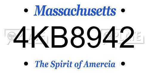 4KB8942 Massachusetts License Plate