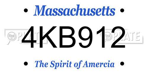 4KB912 Massachusetts License Plate