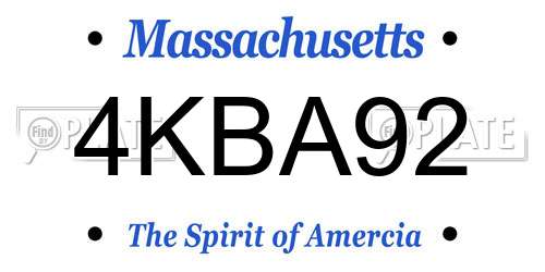 4KBA92 Massachusetts License Plate