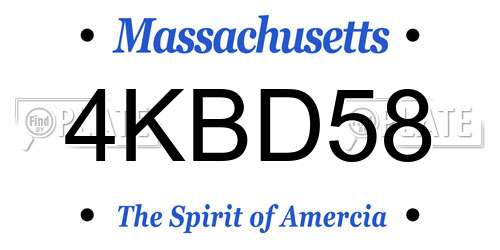 4KBD58 Massachusetts License Plate