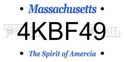 4KBF49 Massachusetts License Plate