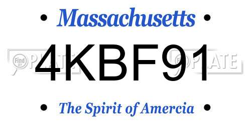 4KBF91 Massachusetts License Plate