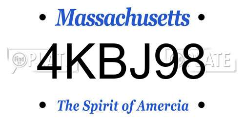 4KBJ98 Massachusetts License Plate