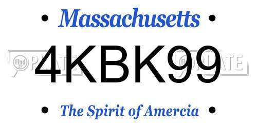 4KBK99 Massachusetts License Plate