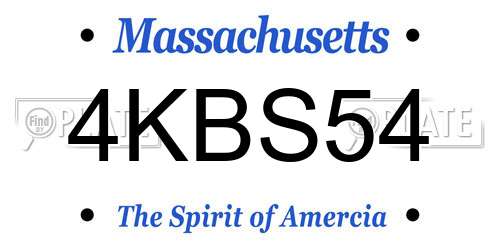 4KBS54 Massachusetts License Plate