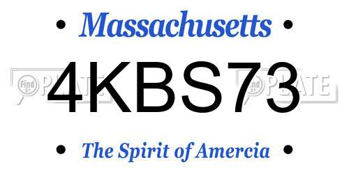 4KBS73 Massachusetts License Plate