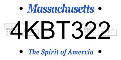 4KBT322 Massachusetts License Plate