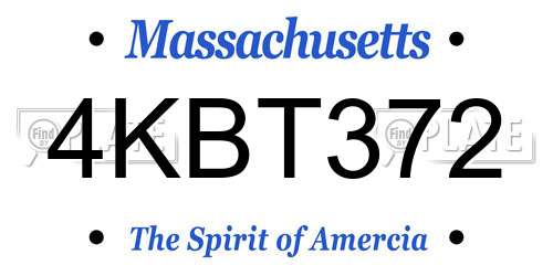 4KBT372 Massachusetts License Plate