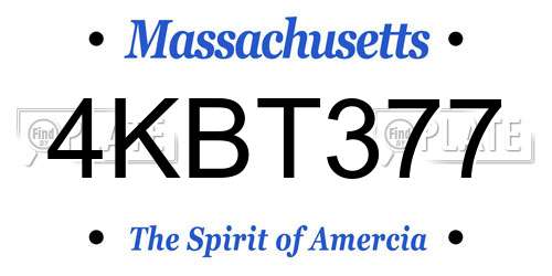 4KBT377 Massachusetts License Plate