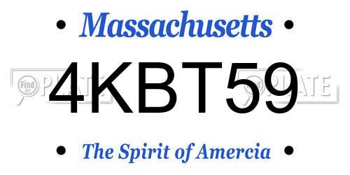 4KBT59 Massachusetts License Plate