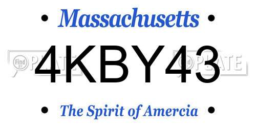 4KBY43 Massachusetts License Plate